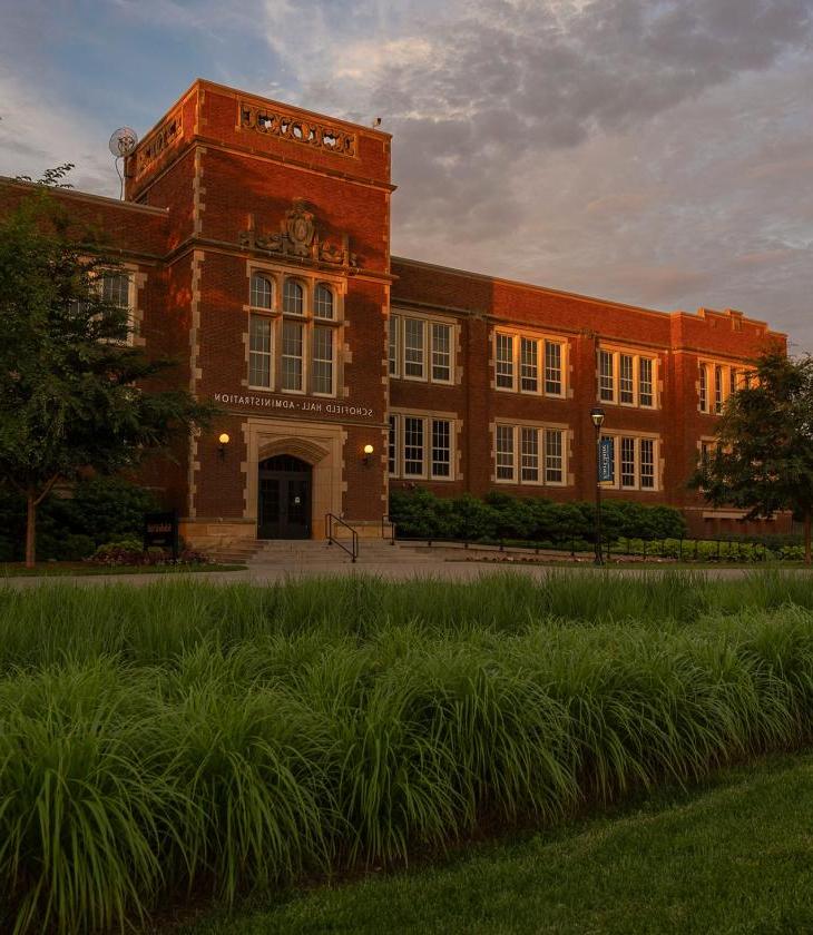 Schofield Hall at sunset summer 